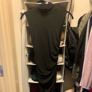 Black high neck midi dress